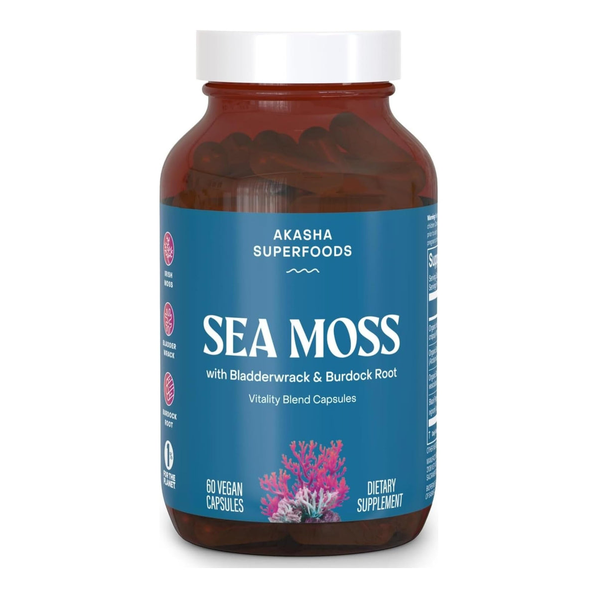 Akasha Superfoods Sea Moss Capsules with Bladderwrack & Burdock - 60ct