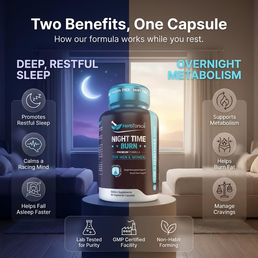 Herbtonics Night Time Burn Sleep & Weight Management - 60 Capsules - image 3