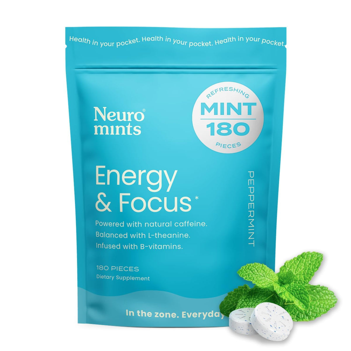 NeuroGum Energy Caffeine Mints with L-theanine - 180 Count