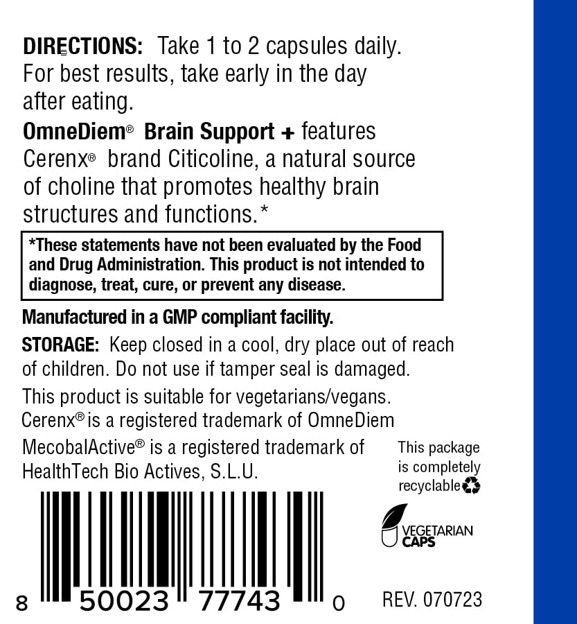 Omne Diem Brain Support with Cerenx and MecobalActive - 60 Capsules - image 6