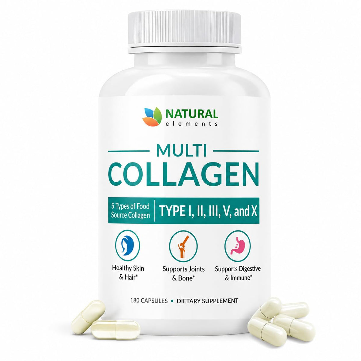 Natural Elements Multi Collagen 180 Protein Capsules - 2025mg