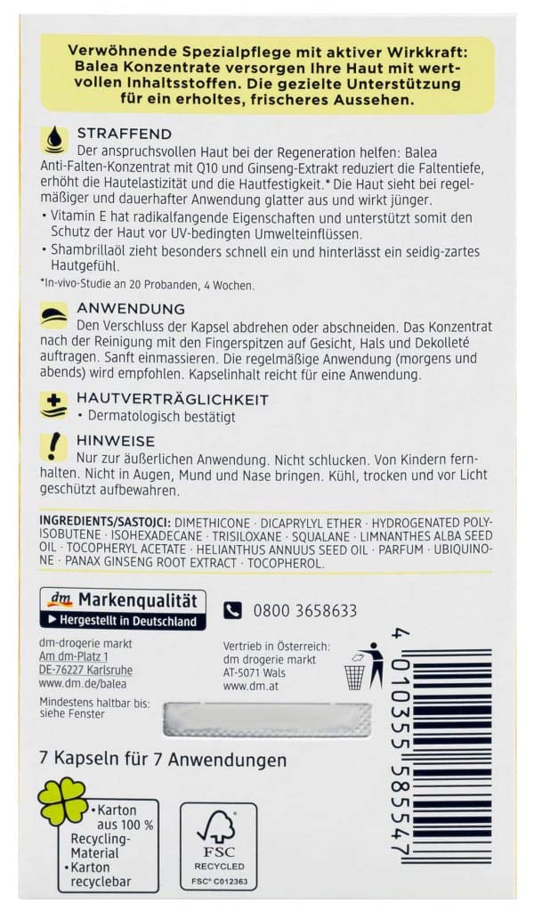 Balea Q10 Anti-Wrinkle Concentrate - 7 Capsules - image 3