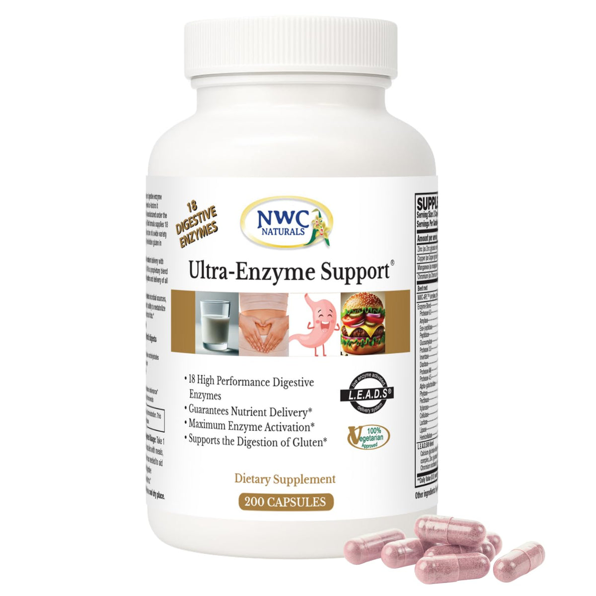 NWC Naturals Ultra-Enzyme Support Digestive Enzyme - 200 Capsules