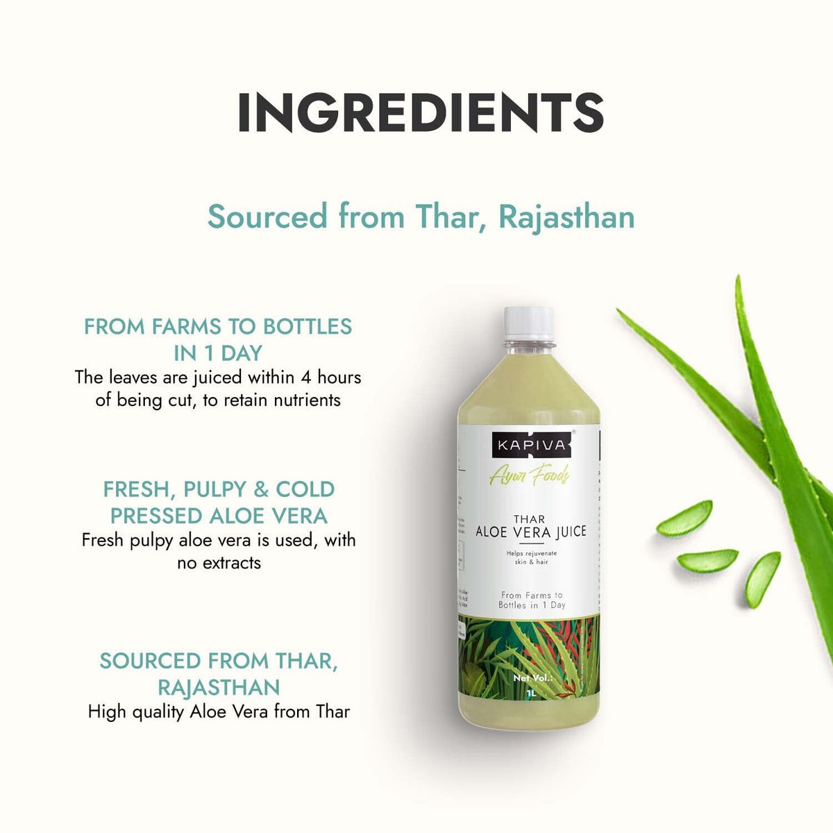 Kapiva Aloe Vera Juice + Wheatgrass Juice Combo - 2L - image 2