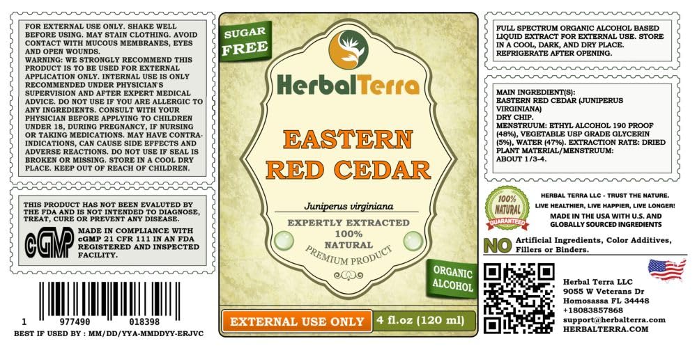 Herbal Terra LLC Eastern Red Cedar (Juniperus virginiana) Tincture