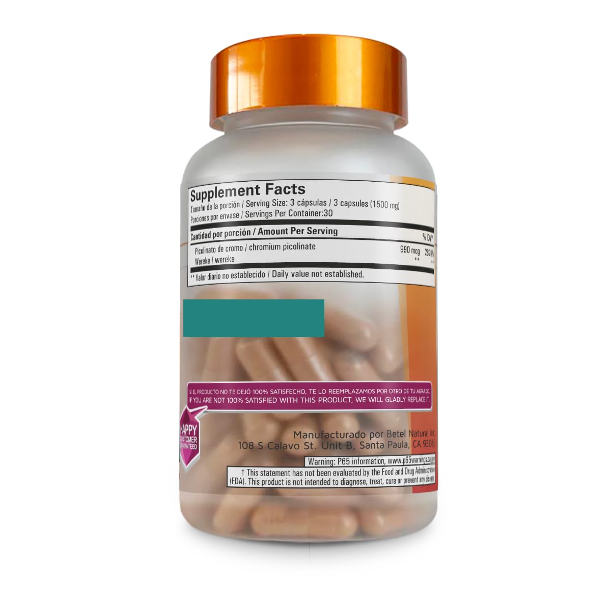 Betel Natural Chromium Picolinate with Wereke - 90 Capsules - image 2