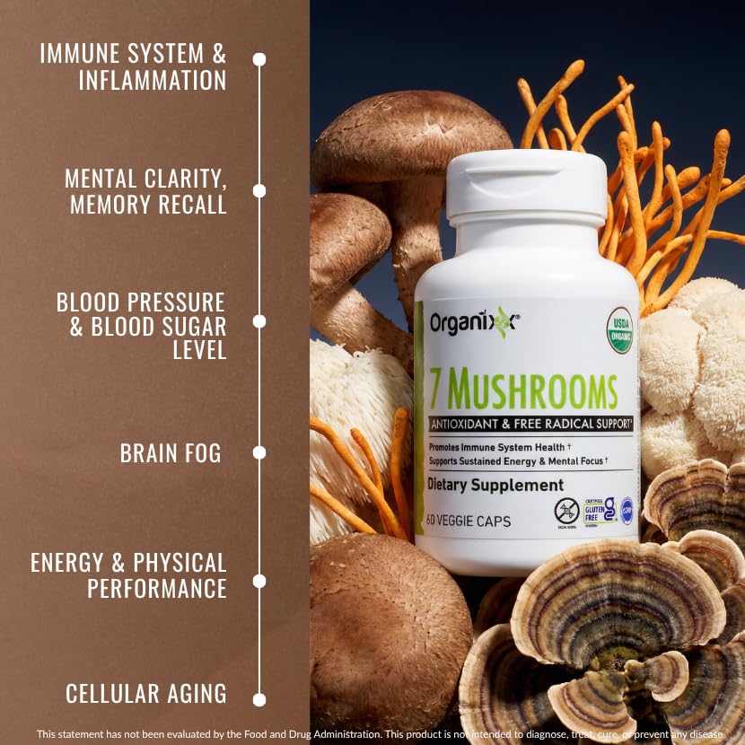 Organixx 7 Mushroom Supplement Immune Support - 60 Capsules - image 4