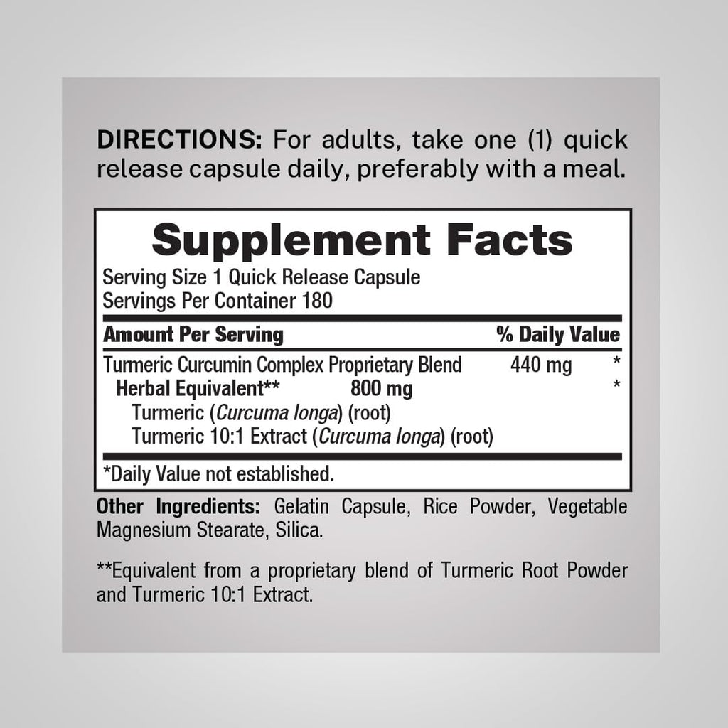 Piping Rock Turmeric Curcumin Supplement - 180 Capsules - image 2
