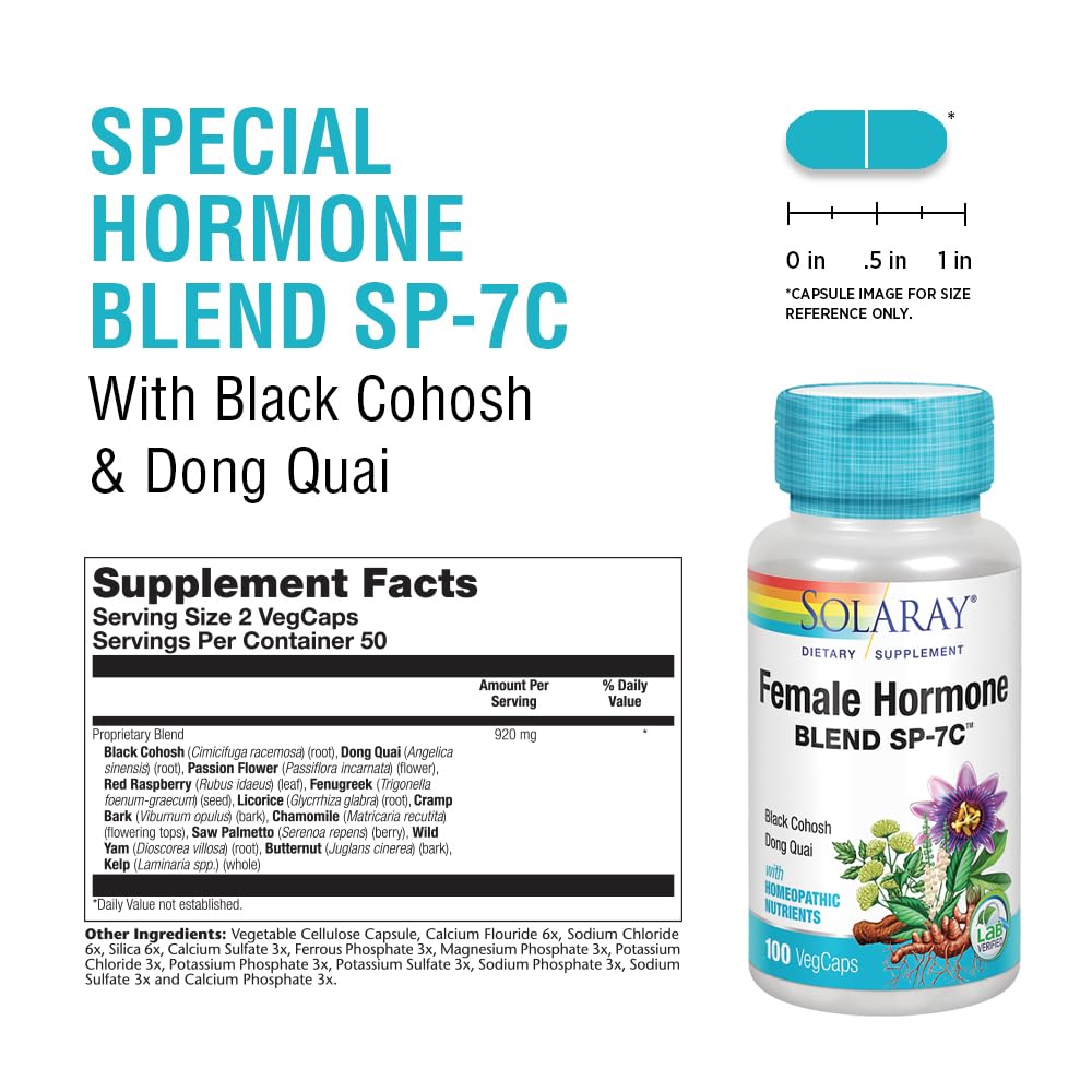 Solaray Female Hormone Blend SP-7C - 100 Vegan Capsules - image 3
