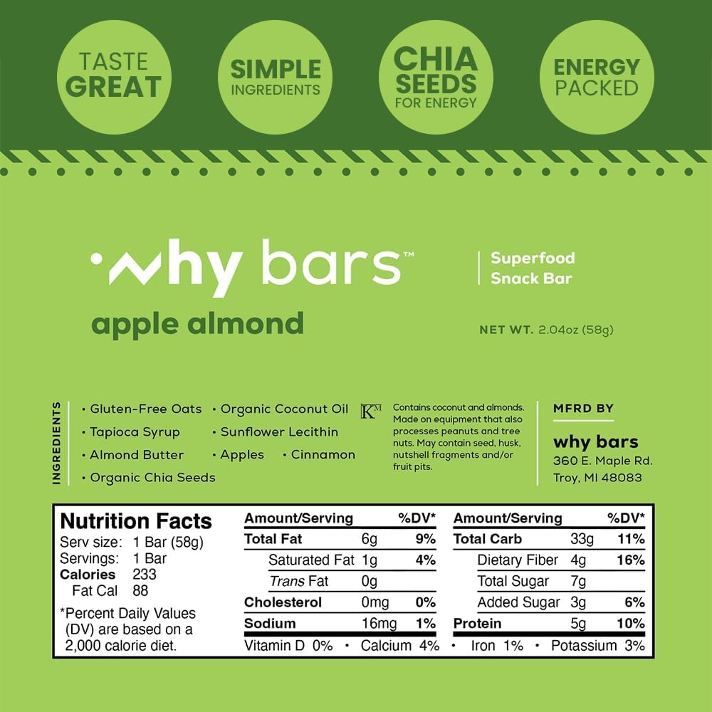 Why Bars, Superfood Protein Bars, 2.04 Ounce Bars - Protein Bar