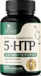 Nature's Nutrition 5HTP 200mg per Serving Capsules - 5 HTP Supplement