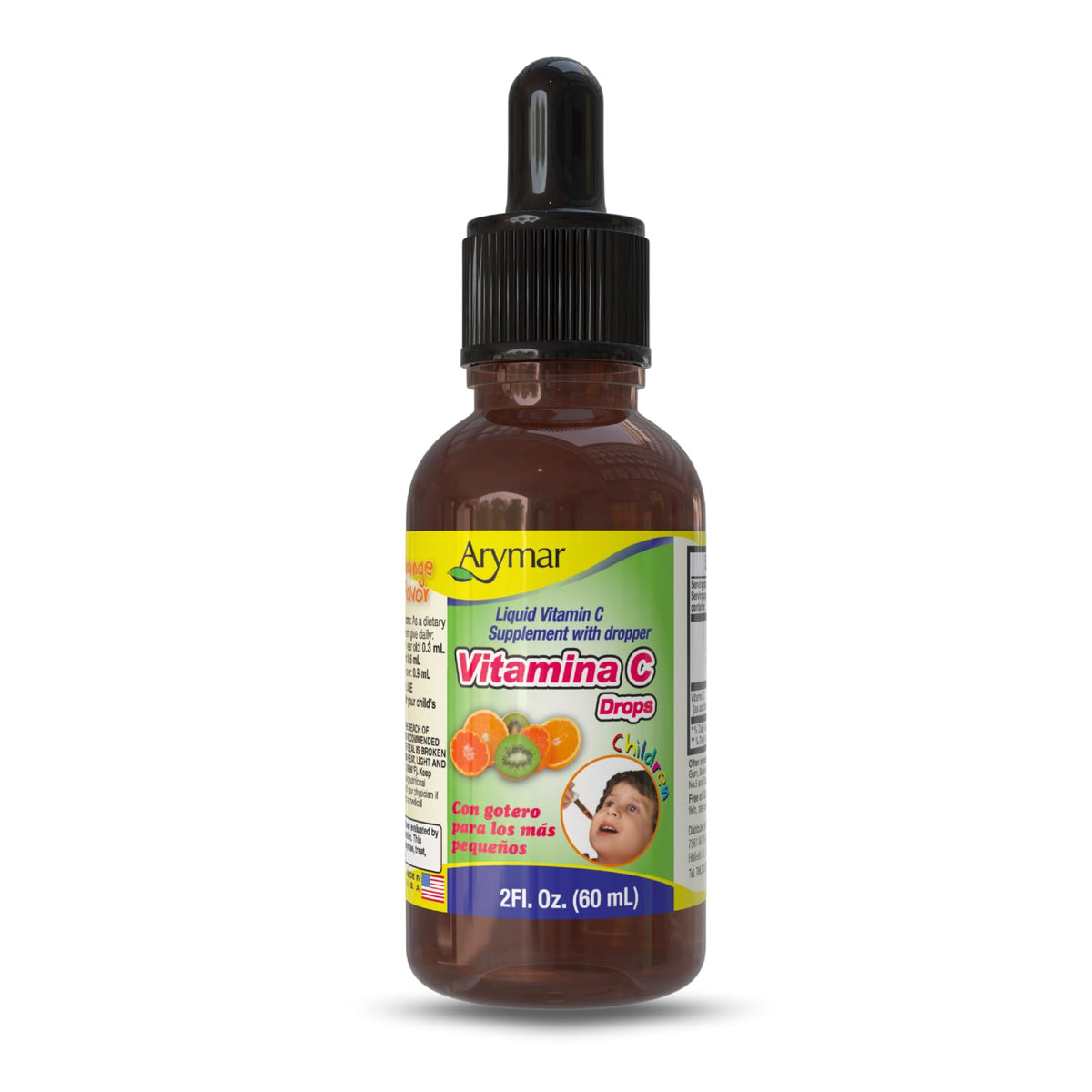Arymar Vitamin C Drops Orange Flavor Immune Support - 2 fl oz