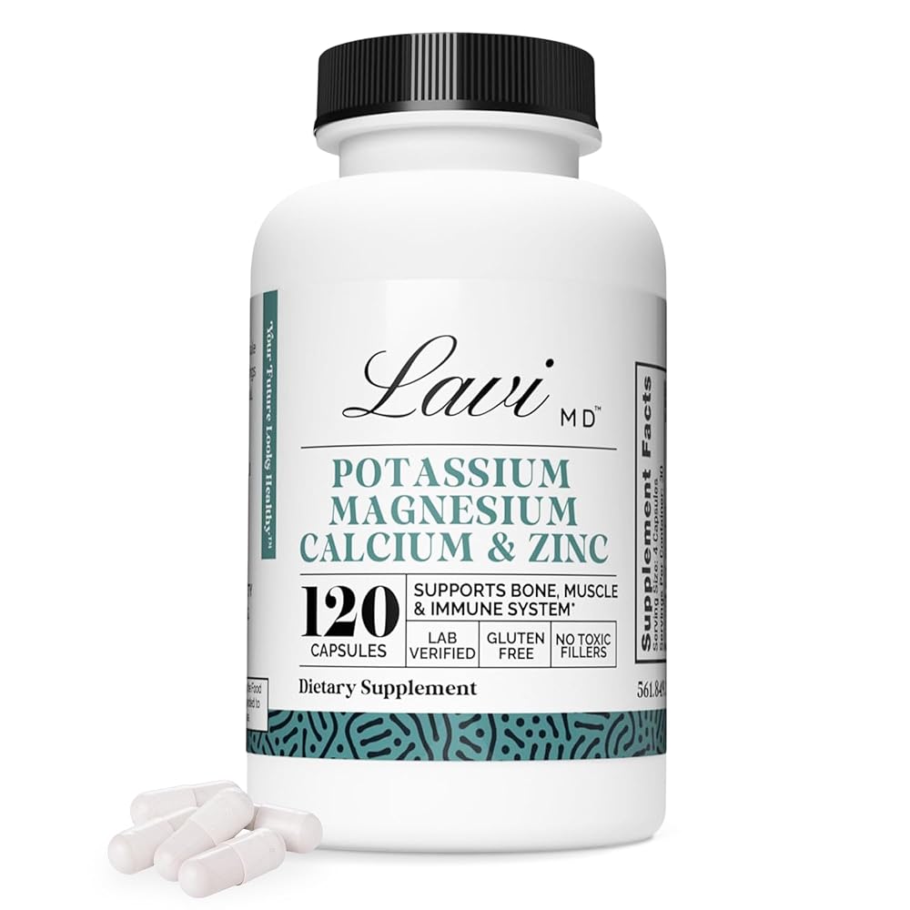 LaviMD Potassium Magnesium Zinc Calcium Supplement - 120 Capsules