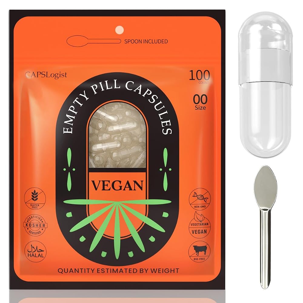 CAPSLogist Size 00 Empty Capsules - Empty Vegetarian Capsules