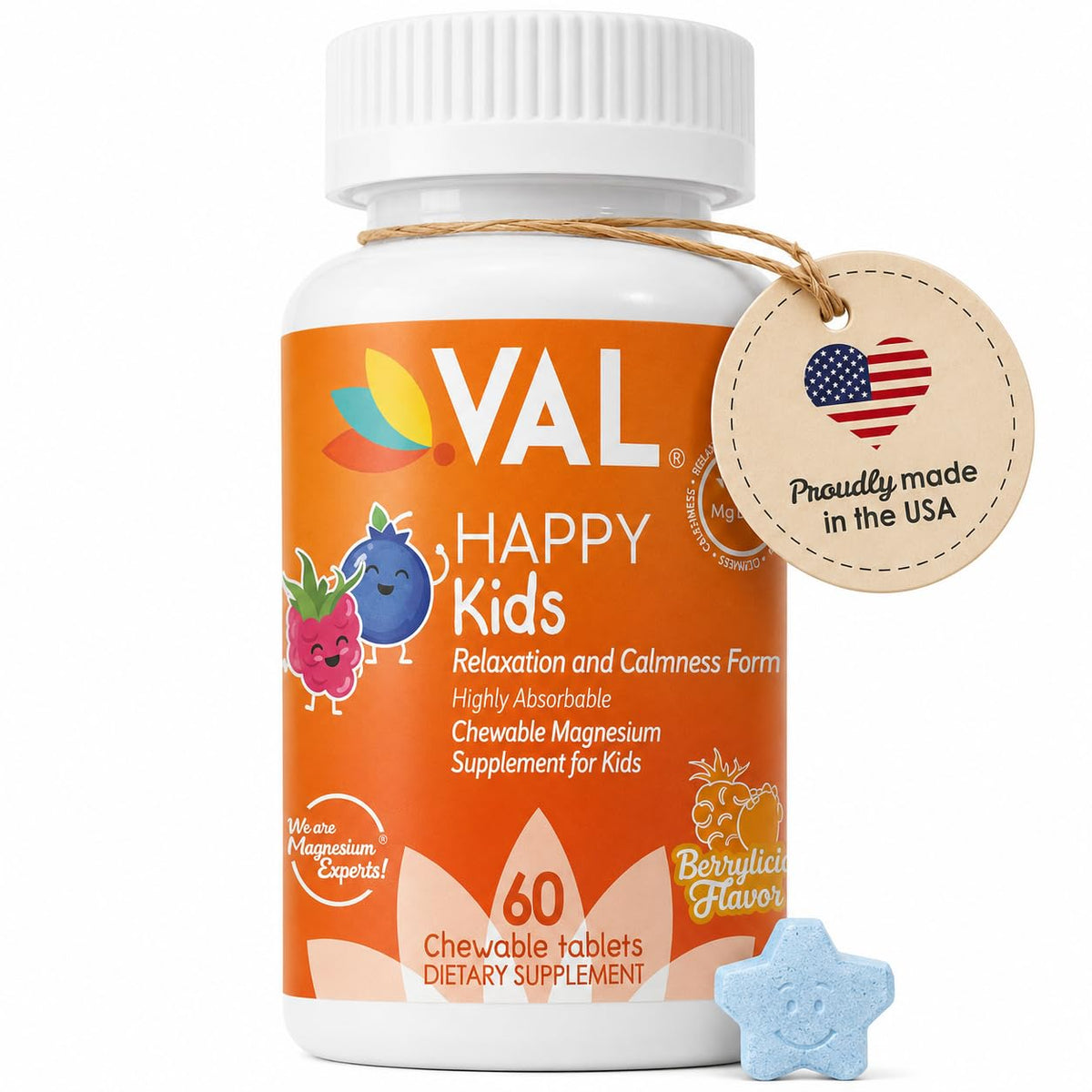 VAL Chewable Magnesium for Kids Relaxation and Calm Formula High