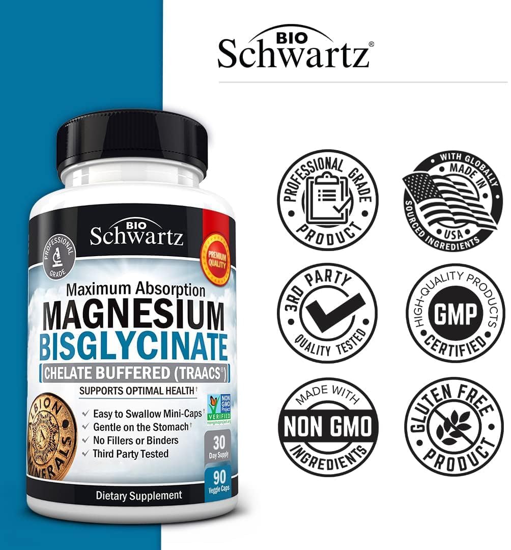 BioSchwartz Magnesium Bisglycinate 100% Chelate - 90 Capsules - image 7