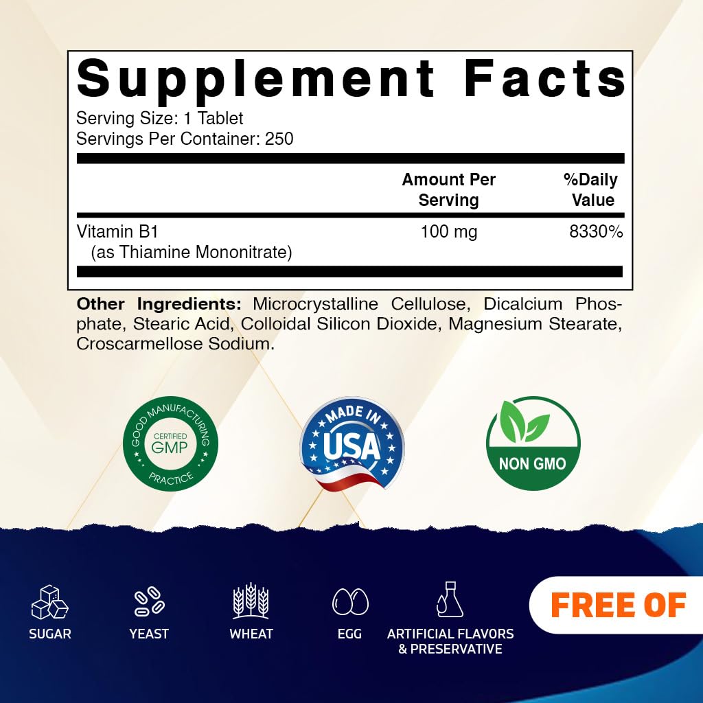 Vitamatic Vitamin B1 100 mg Thiamine - 250 Tablets - image 2