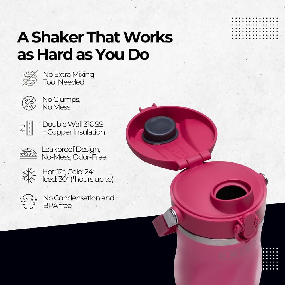 Oxirze Shaker Bottle Double Wall Stainless Steel - 26oz - image 5