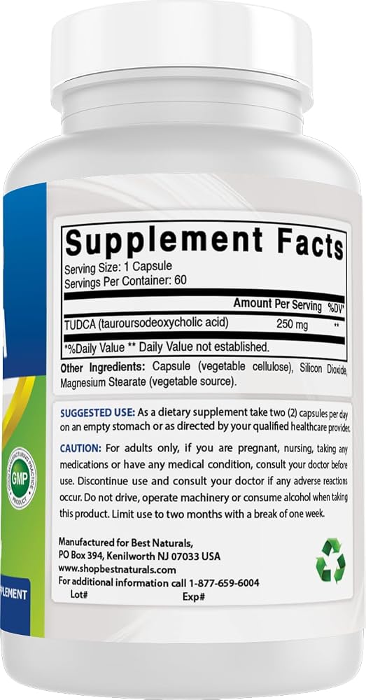 Best Naturals TUDCA 250mg (Tauroursodeoxycholic Acid) - 60 Veg - image 8