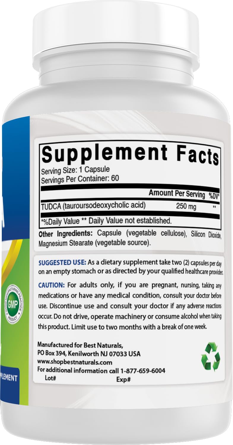Best Naturals TUDCA 250mg (Tauroursodeoxycholic Acid) - 60 Veg