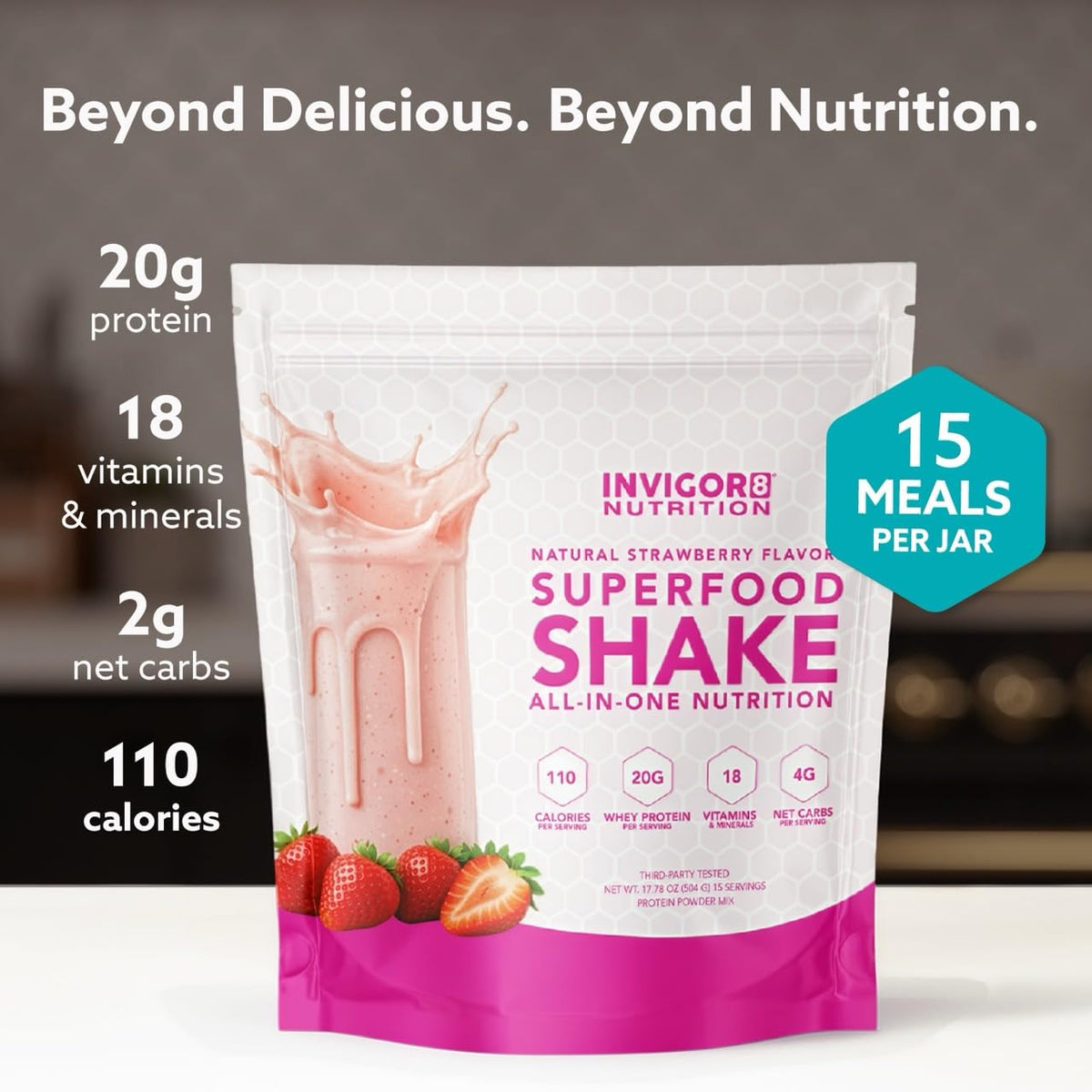 INVIGOR8 Superfood Shake with Immunity Boosters - Gluten-Free and Non
