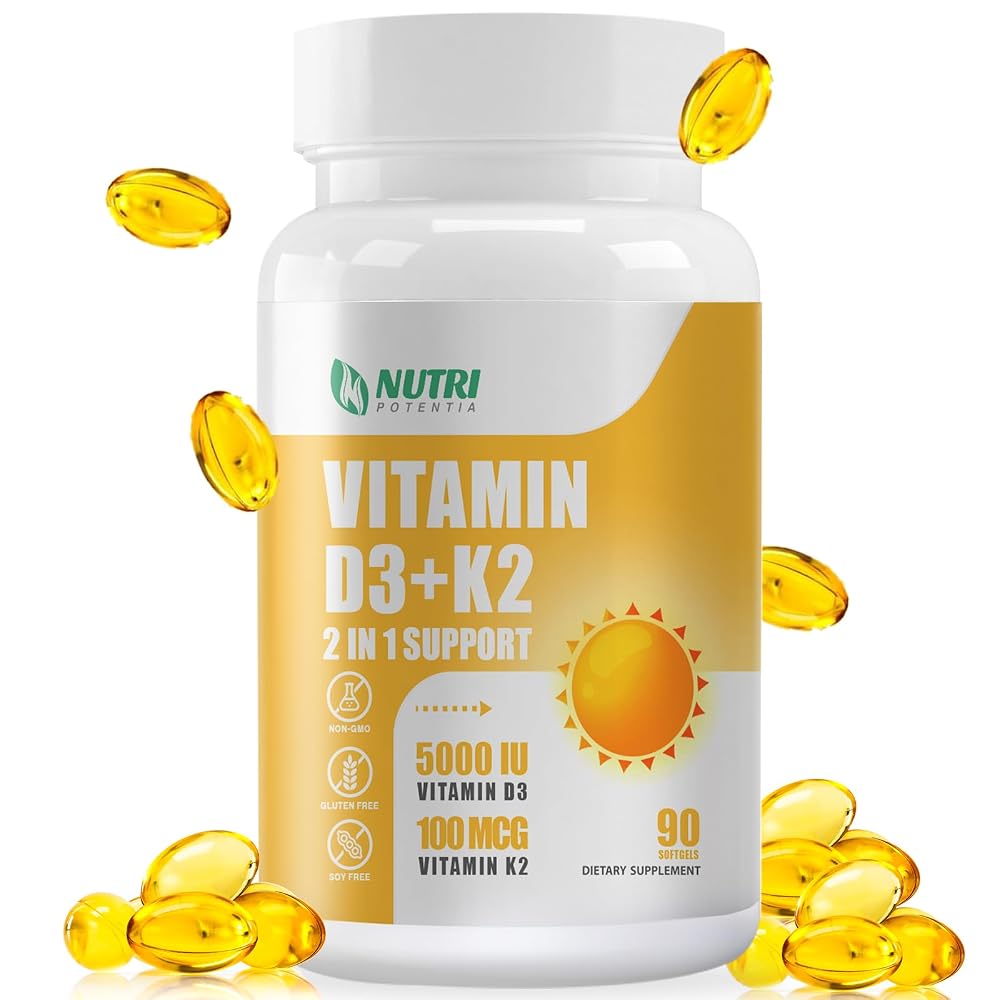 NUTRI POTENTIA Vitamin D3 K2 5000 IU Softgels - 90 Count