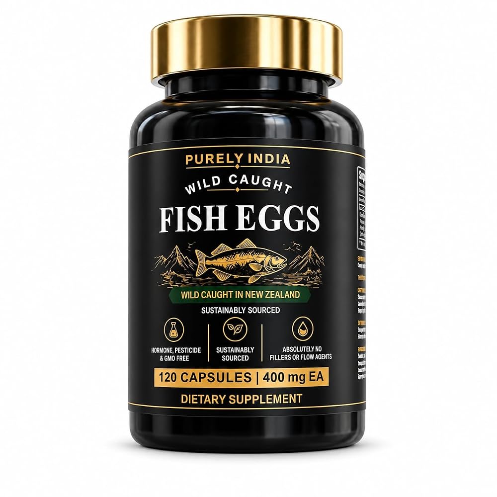 Purelyindia Wild Caught Fish Eggs Omega-3 Supplement - 120 Capsules