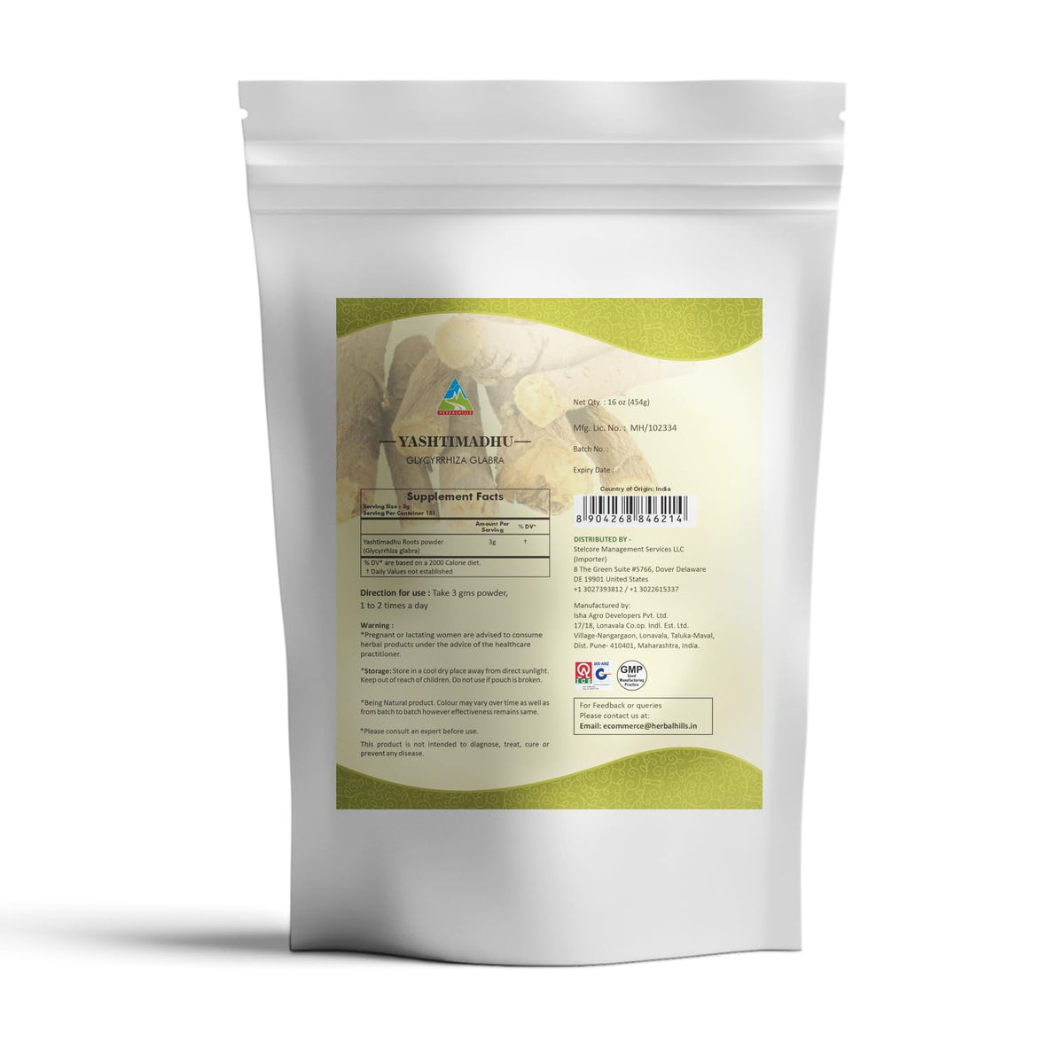 HERBAL HILLS Licorice Root Powder Yashtimadhu - 454g - image 2
