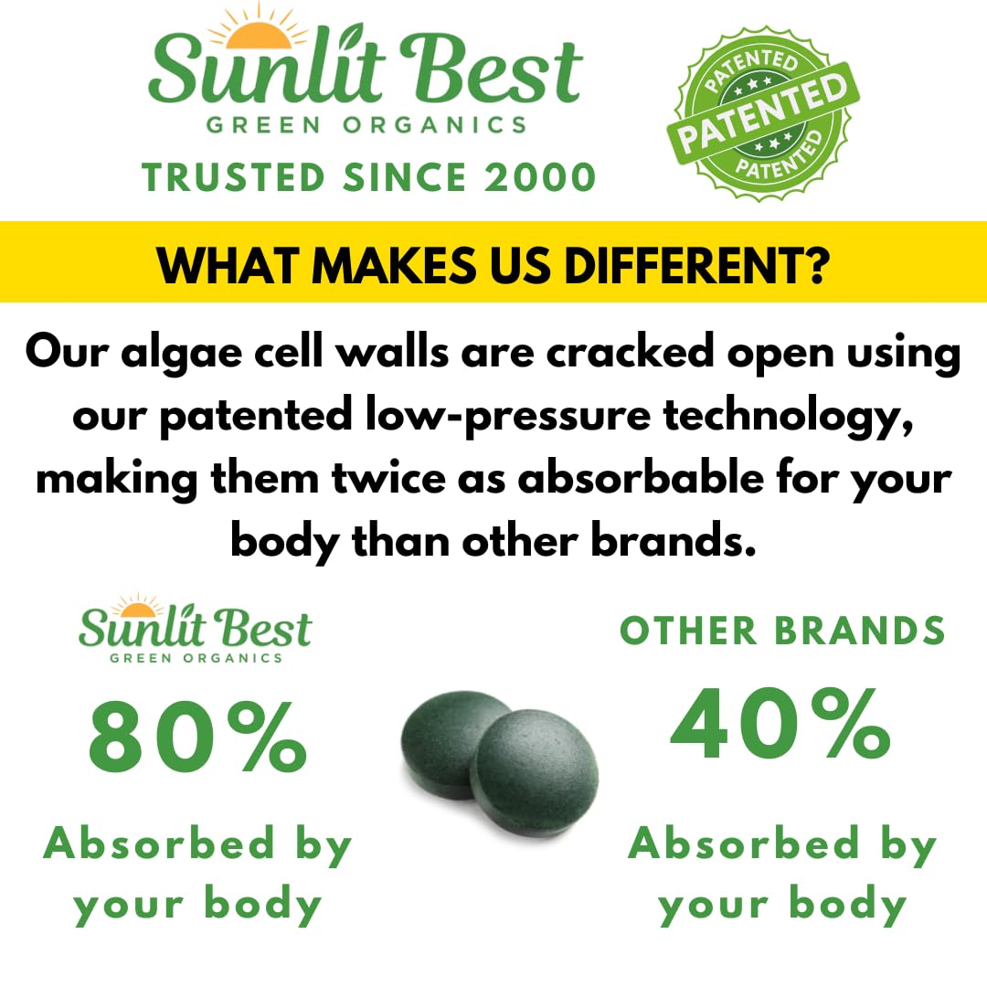 Sunlit Best Organic Chlorella Spirulina Tablets Vegan Protein - 1000 Tablets - image 3