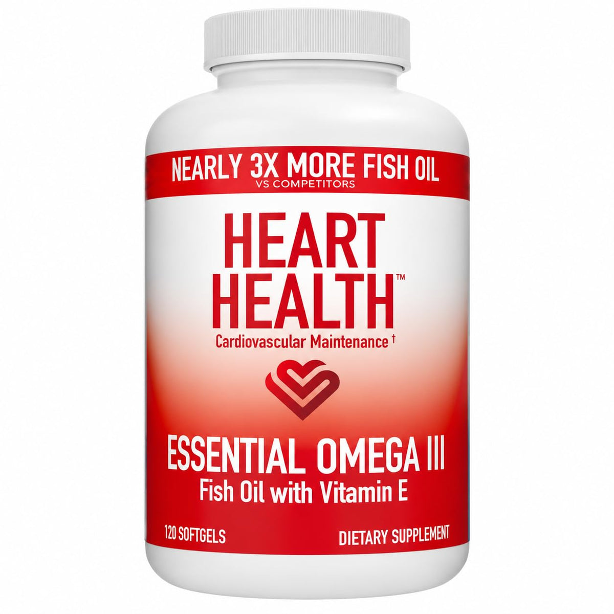 Heart Health Cardiovascular Maintenance Omega III Fish Oil with Vitamin E