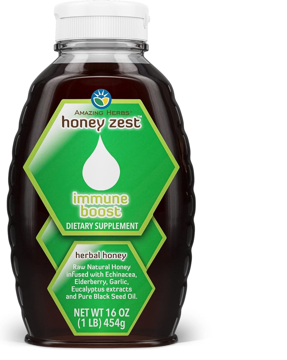Amazing Herbs Raw Natural Honey with Black Seed Oil - 16 Fl Oz