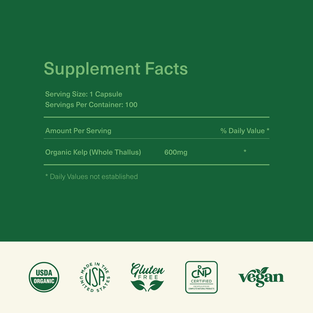 Complete Natural Products Icelandic Sea Kelp 600mg Thyroid Support - image 2