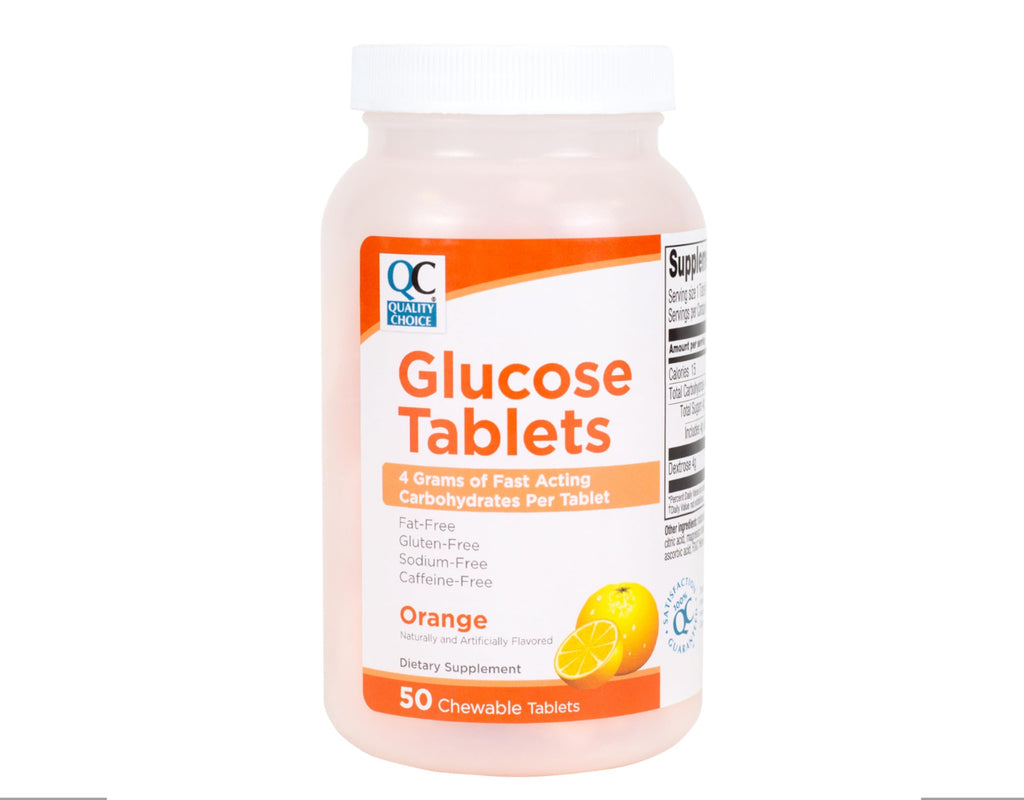 Quality Choice Fast Acting Glucose Tablets Orange Flavor - 50 Tablets