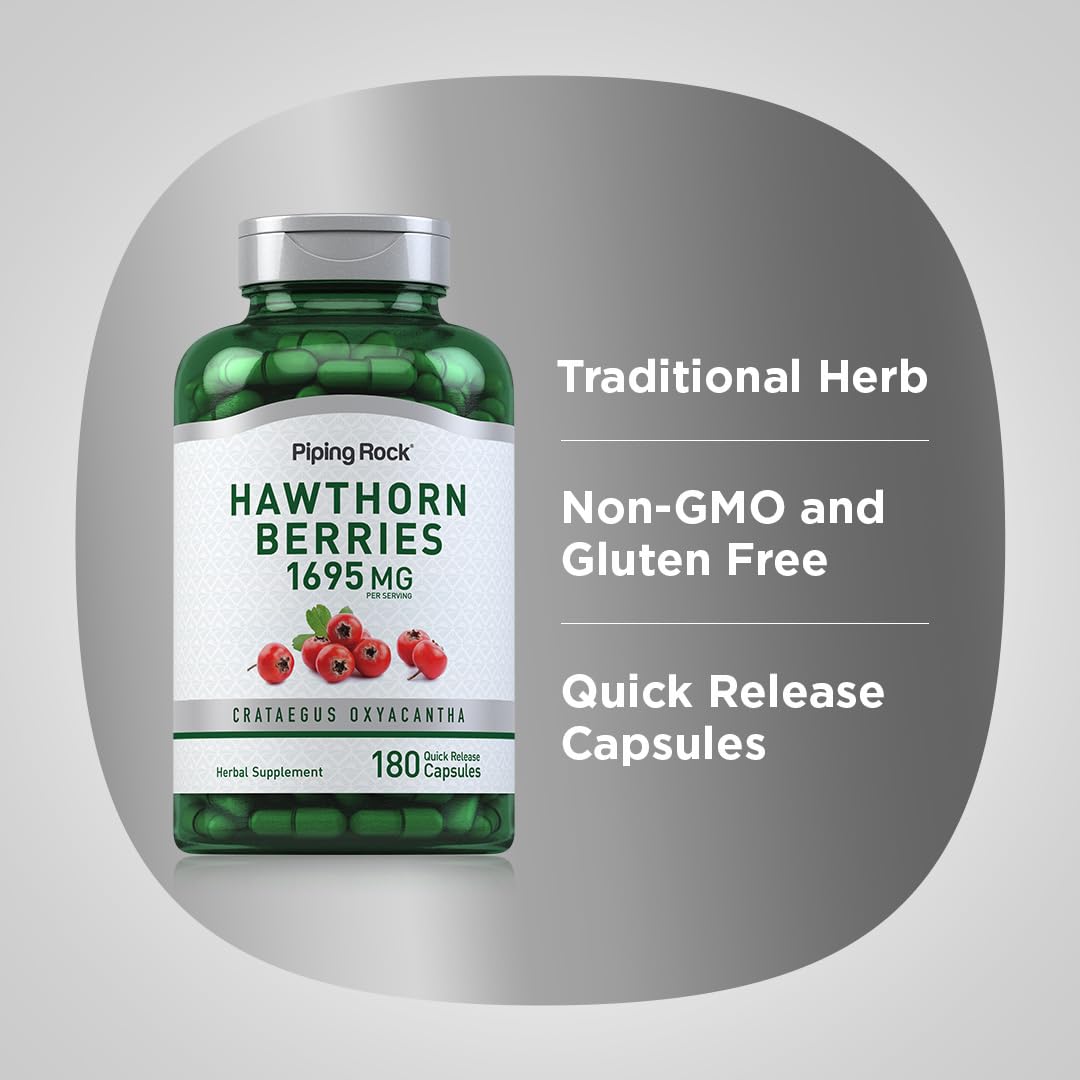 Piping Rock Hawthorn Berry Supplement 1695mg - 180 Capsules - image 4