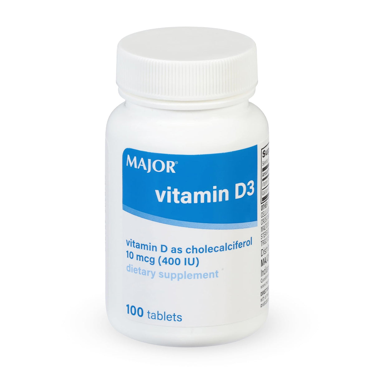MAJOR Vitamin D3 10mcg (400 IU) with Calcium - 100 Tablets