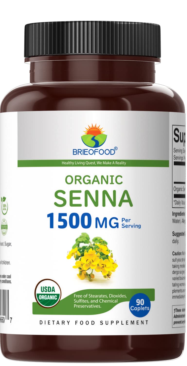 Brieofood Organic Senna 1500mg - 90 Vegetarian Tablets - image 2