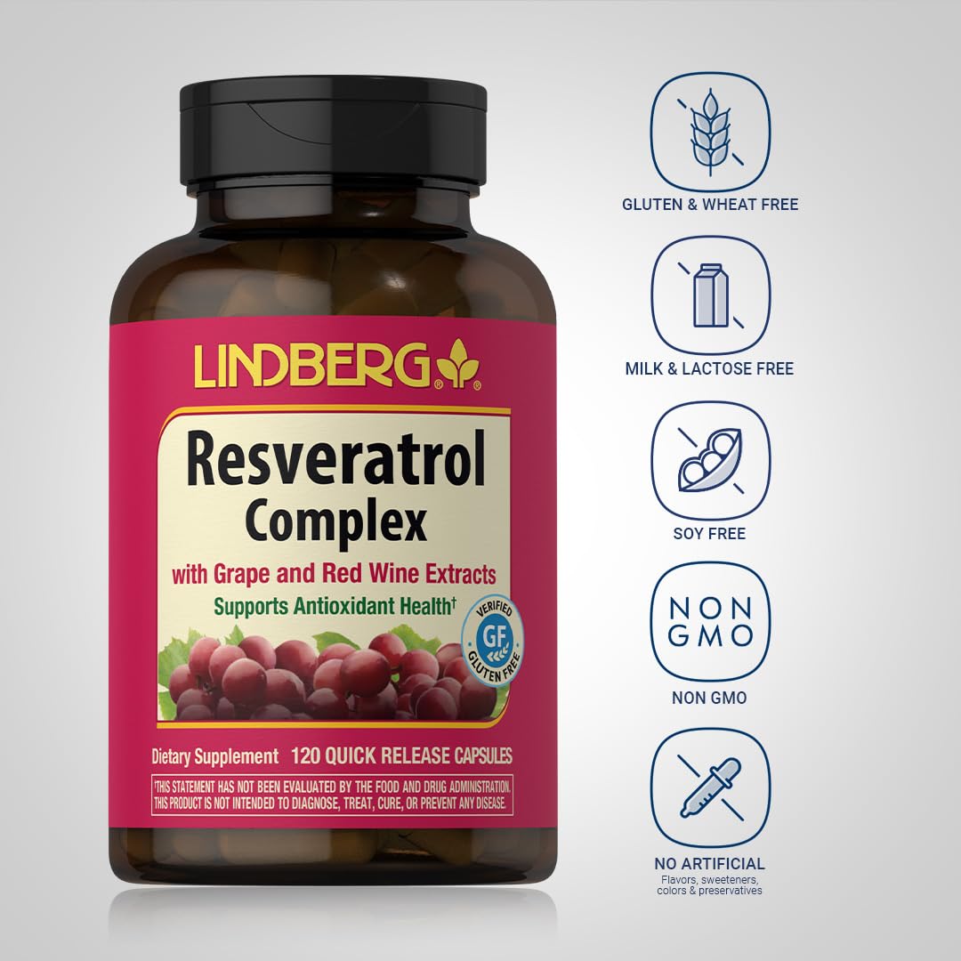 Lindberg Resveratrol Supplement - 120 Capsules - image 3