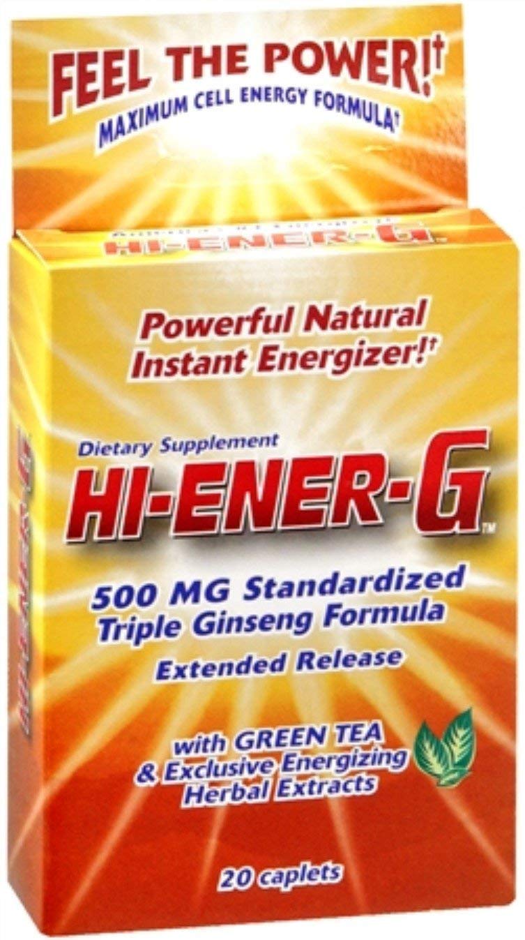 Hi-Ener-G Extended Release Caplets - 20 Count (Pack of 12)