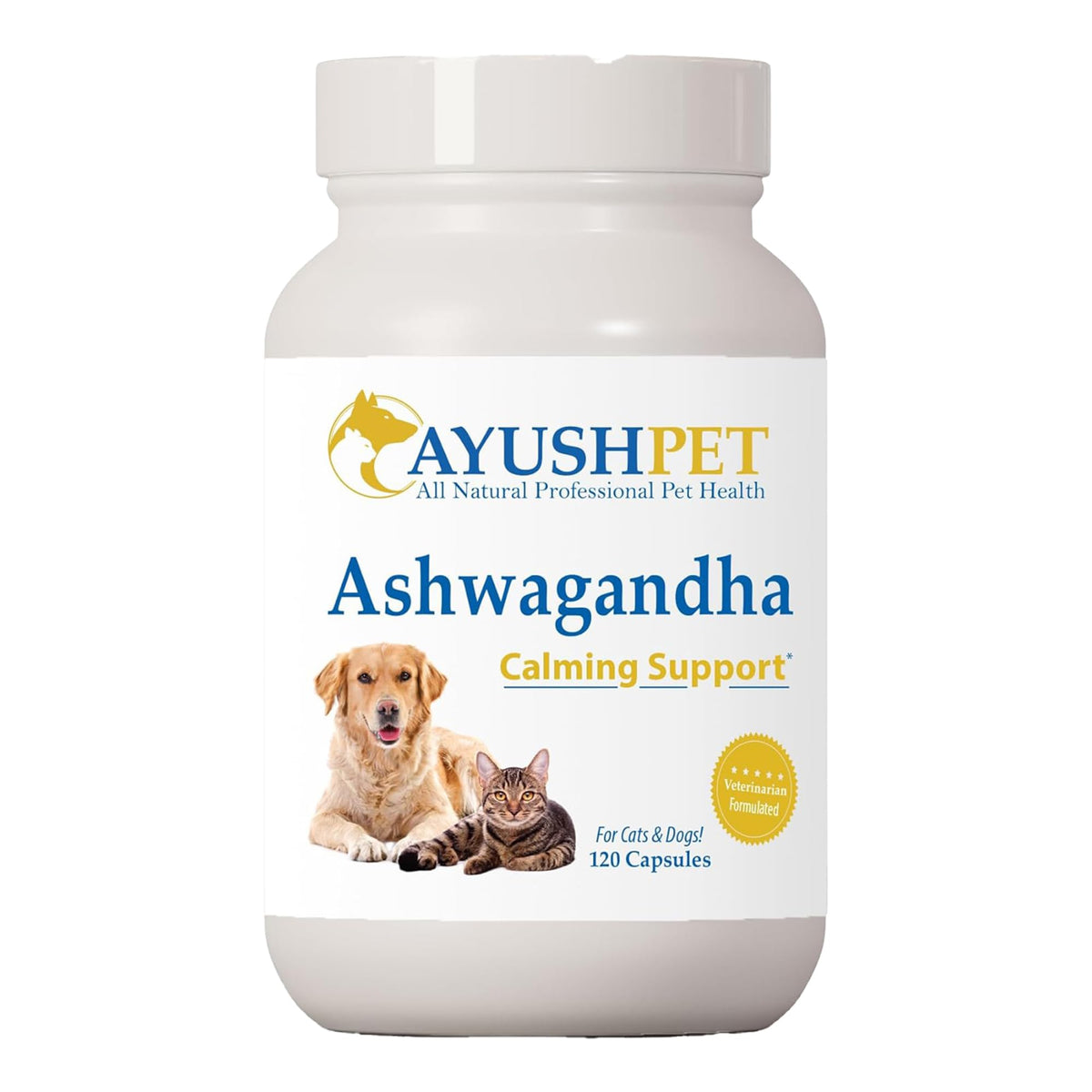 Ayush Herbs Pet Ashwagandha Capsules for Dogs & Cats - 120 Capsules