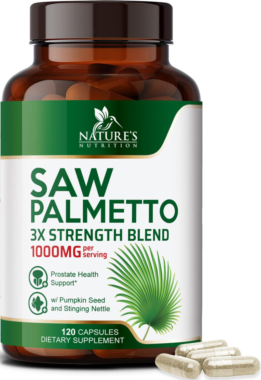 Nature's Nutrition Saw Palmetto for Men - 3X Strength Prostate Health