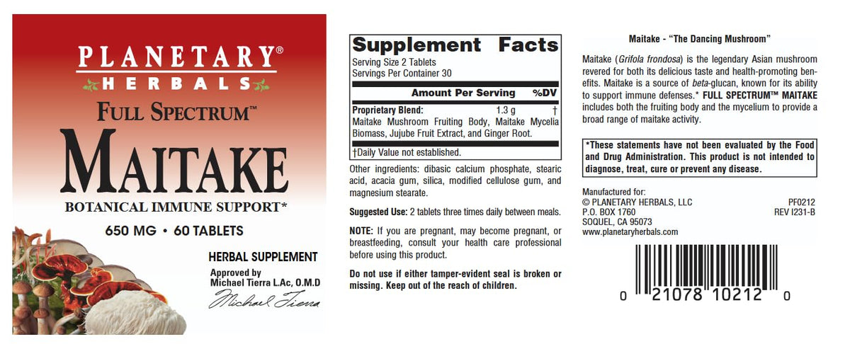 Planetary Herbals Full Spectrum Maitake Immune Support - 60 Tablets - image 4