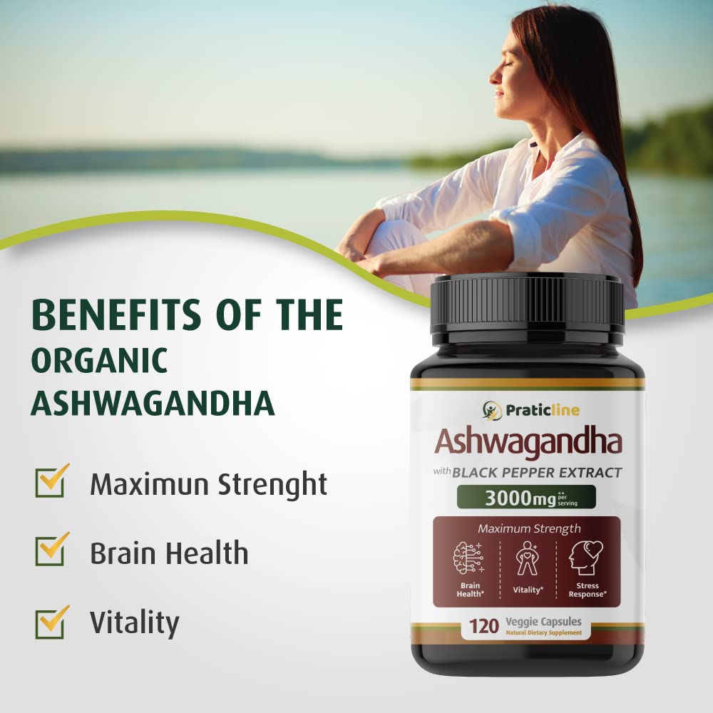 PRATIC LINE Ashwagandha 3000 mg - 120 Vegan Capsules - image 4