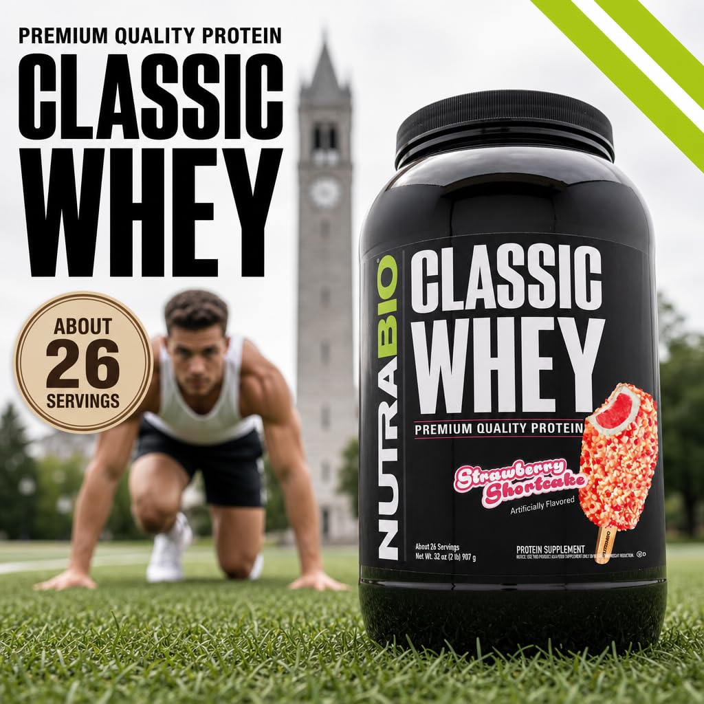 NutraBio Classic Whey Protein Powder Supplement - 25g of Protein Per