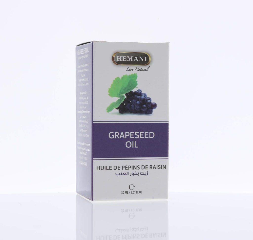 Hemani Grape Seed Oil 30ml, Cold Pressed Light Carrier for Skin, Halal