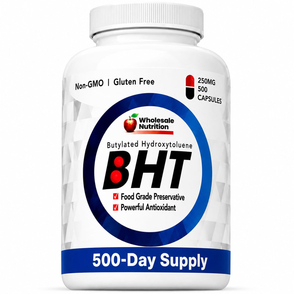 Wholesale Nutrition BHT 250mg Antioxidant - 500 Capsules