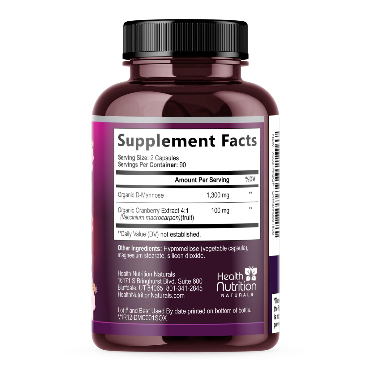Health Nutrition Naturals D-Mannose 1300mg - Fast-Acting Organic D