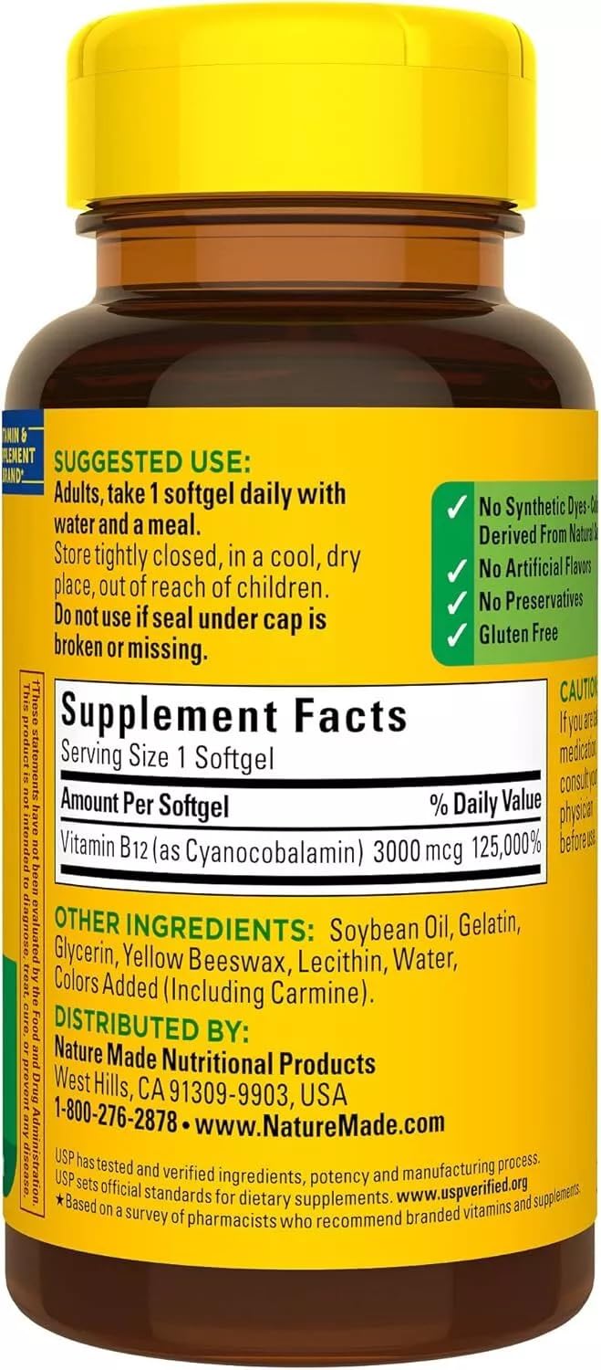 Nature Made Vitamin B-12 3000 Mcg Softgels - 180 Count - image 3