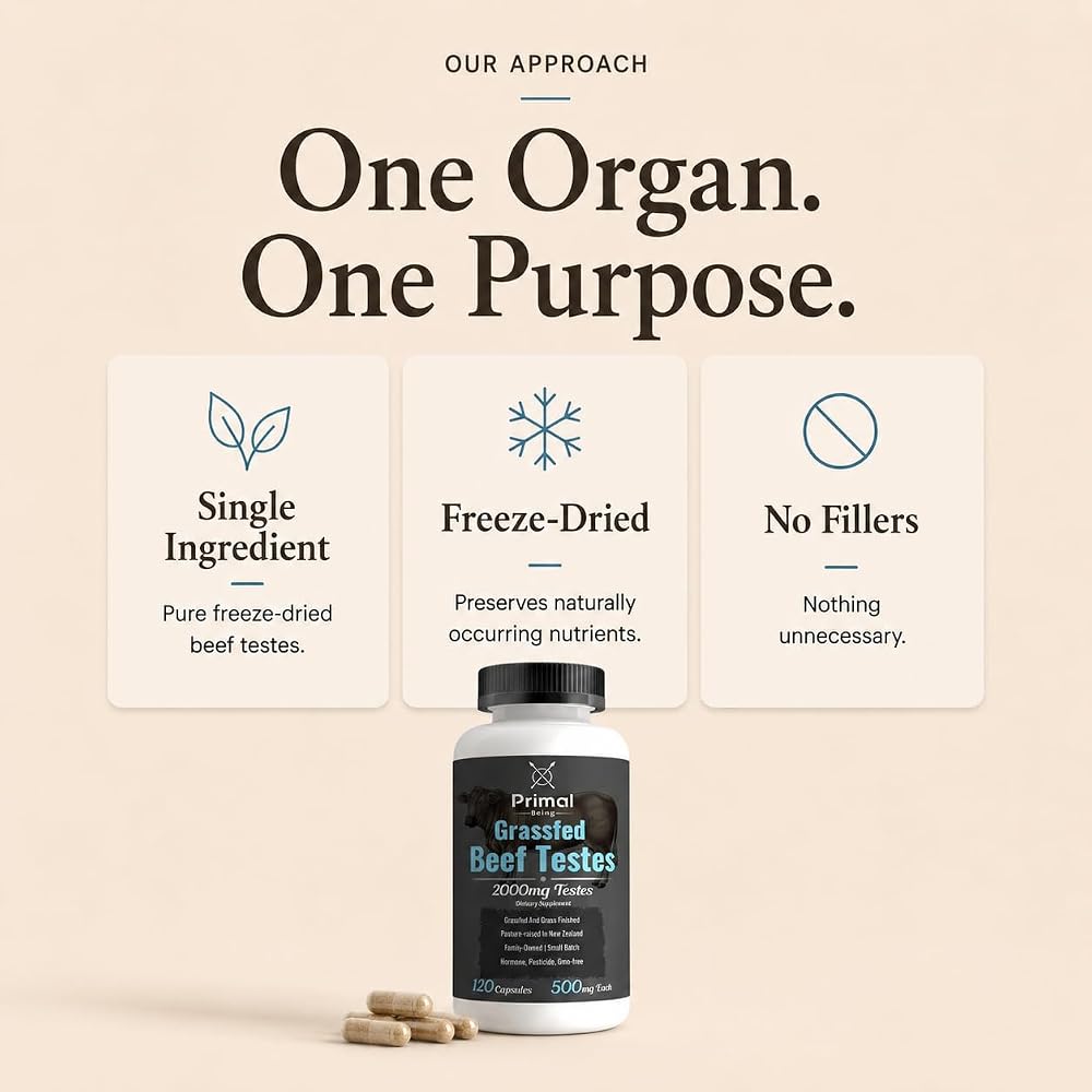 Primal Being Grassfed Beef Testes Capsules - 120 Capsules - image 5
