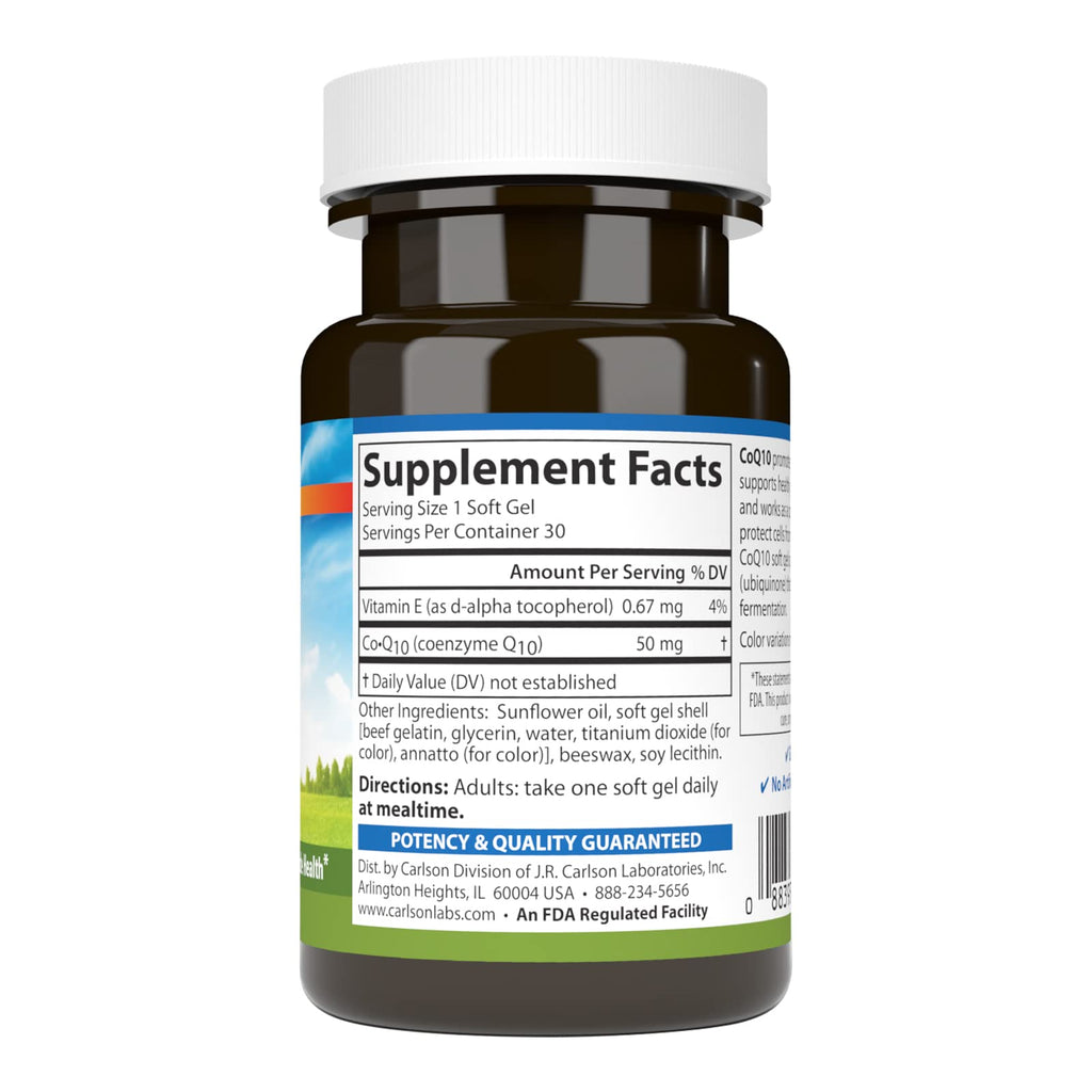 Carlson Co-Q10 50 mg - 30 Softgels - image 2