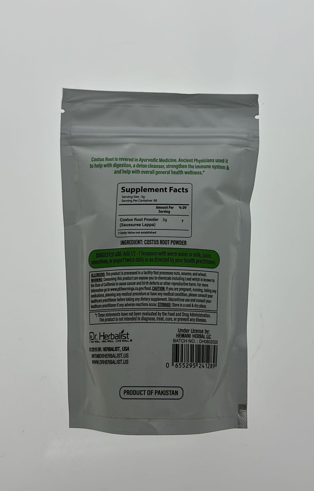 Dr. HERBALIST Costus Root Powder - 200g - image 3
